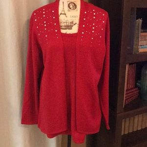 Sag Harbor XL red 1 piece sweater (looks like 2)